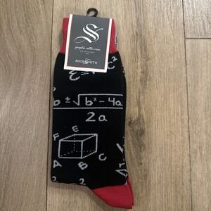Socksmith Graphic Cotton Crew Socks Mens Mathematics Theme Black Red Teacher OS